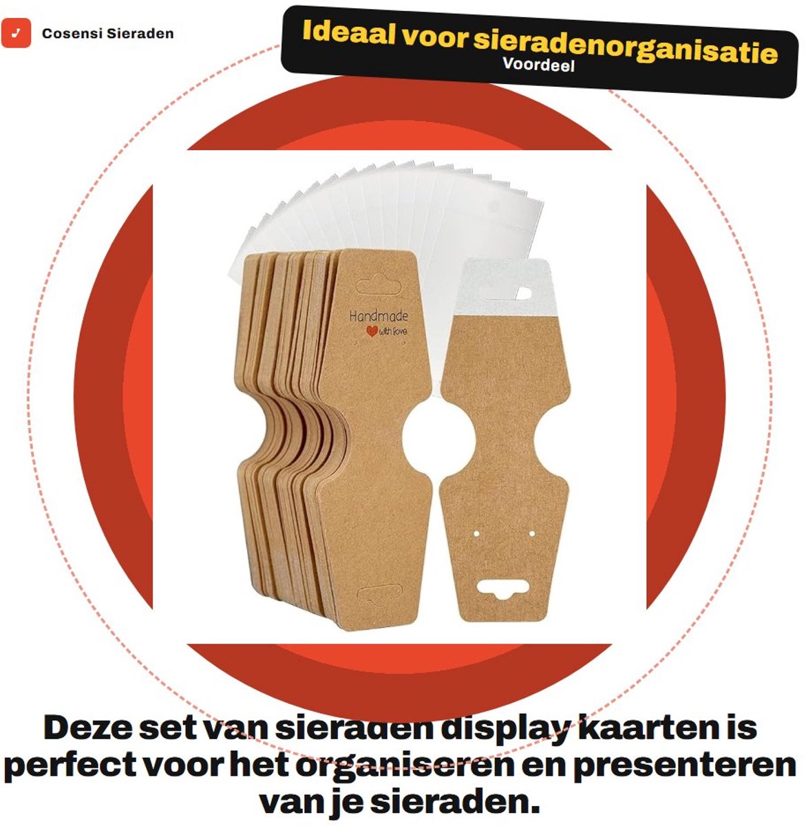 Dailygoods- Display Kaarten 100 Stuks - Sieraden Display Kaarten - Ziplock Zakken - Zelfklevende Verpakking - Gepersonaliseerde Opknoping - Organiseren van Sieraden - Sieradenkaarten