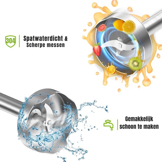 KAD® Smoothie Blender - 3-in-1 - Blender to go - Smoothie Maker - Zwart - 10cm x 21cm x 24cm van Kad — afbeelding 5