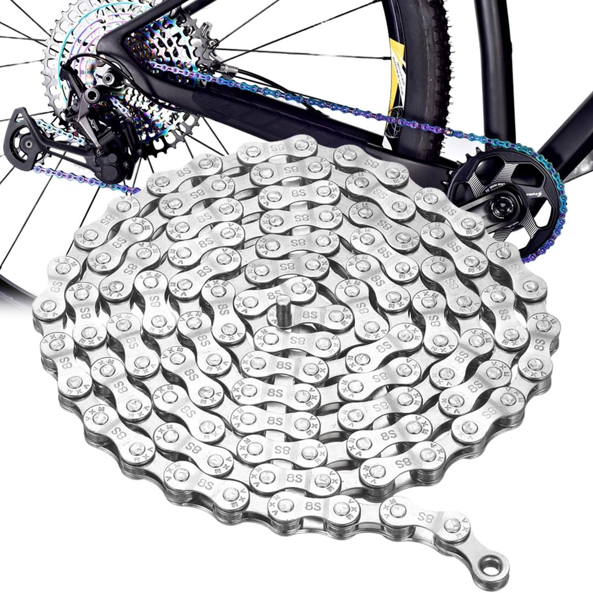 Dailygoods- Fiets Ketting - 6/7/8 Versnellingen - Roestvrij Staal - Schokbestendig - Duurzaam - Hoogwaardige Carbon Staal - Fietsketting