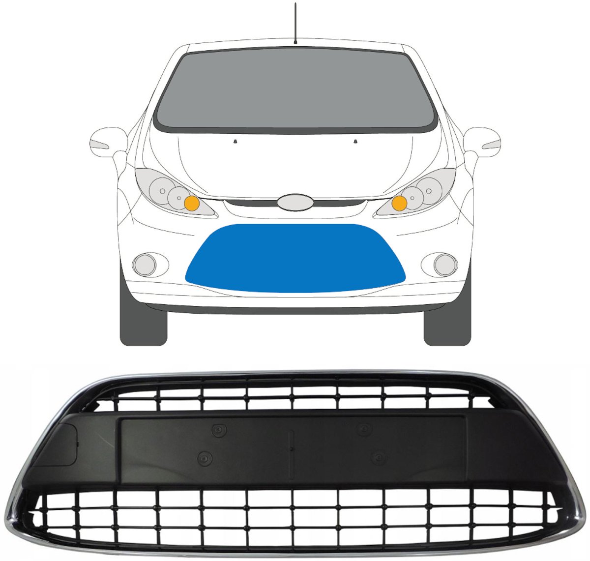 Grill voor Ford Fiesta 2008-2017