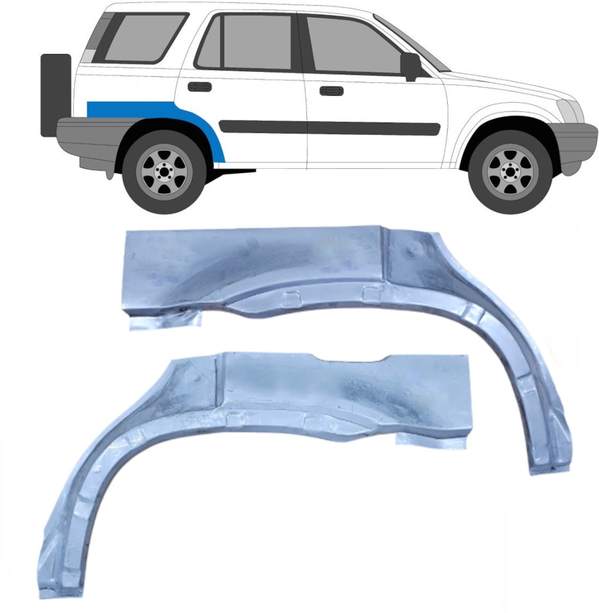 Reparatiepaneel achterspatbord voor Honda CR-V 1995-2001 / Links + Rechts / Set