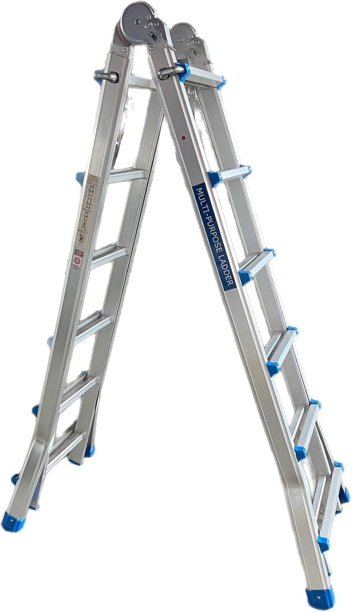 SnelShoppen - Aluminium Vouwladder, Multifunctionele Ladder, 4 x 6 Treden, Lichtgewicht, Stabiel, Voor Thuis, Tuin en Klussen