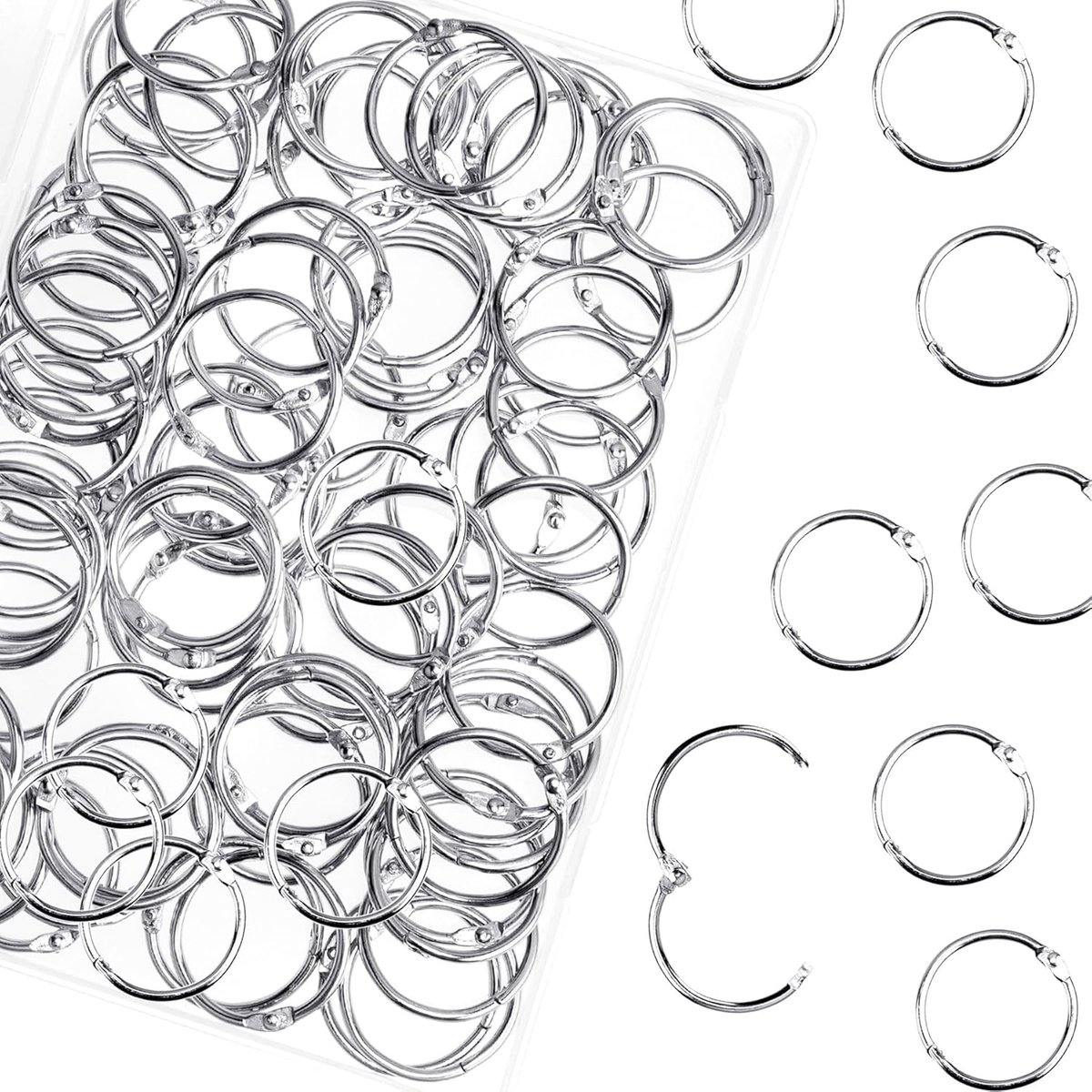 100 stuks ringbandringen, 19 mm/0,75 inch losse ringband, kleine metalen ringen, boekringen, bindringen voor flashkaarten, indexkaarten, papier, sleutelhangers, school, kantoor, thuis
