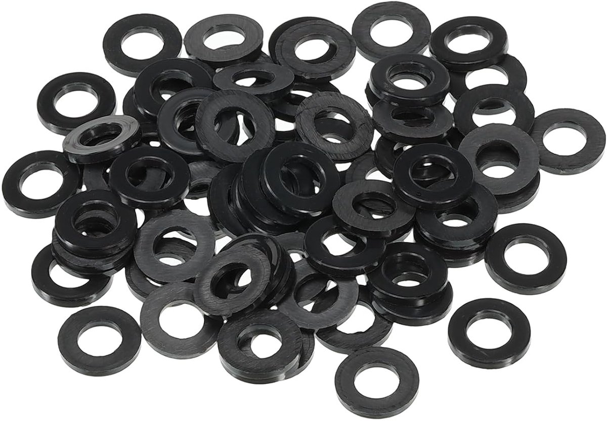 M6 nylon platte sluitring, 80 stuks 6 mm ID 12 mm OD 1,5 mm dikte waterdichte afstandsring voor kraan slang water slang bevestiging bout zwart