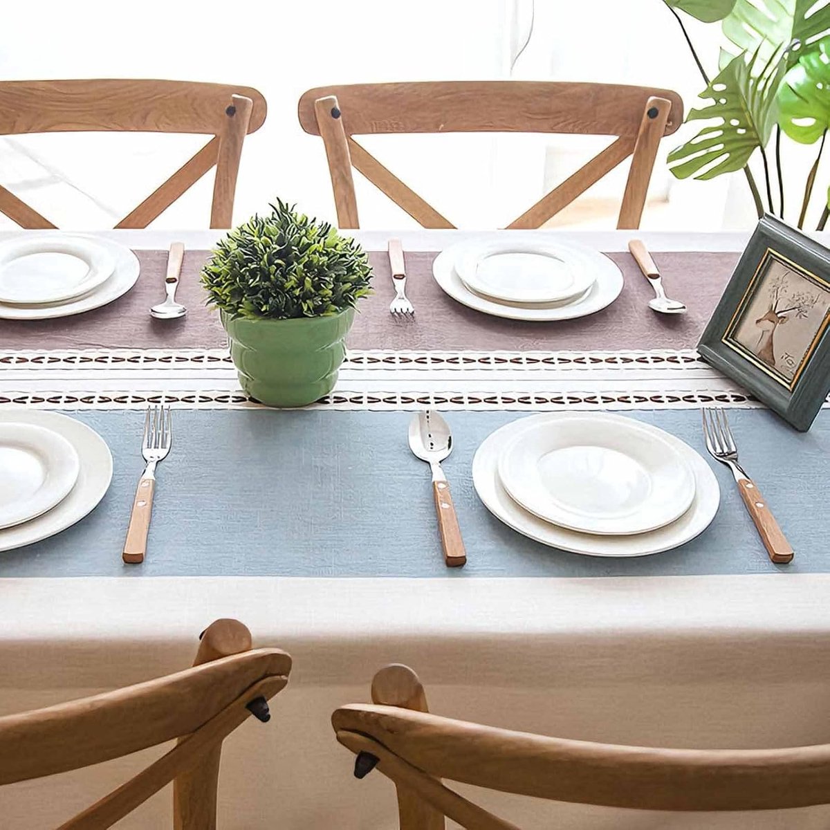 Tafelkleed Katoen Linnen Modern Streep Kwastje, Stof Tafelkleed Waterdichte Keuken Decoraties Wasbaar Keukentafel Cover Voor Eettafel