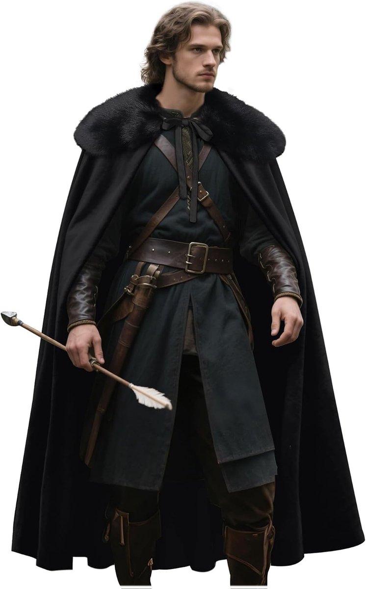 Renaissance Velvet Coat met Viking Bont Schouder voor Mannen - Perfect voor Halloween Cosplay en Theatrale Outfits