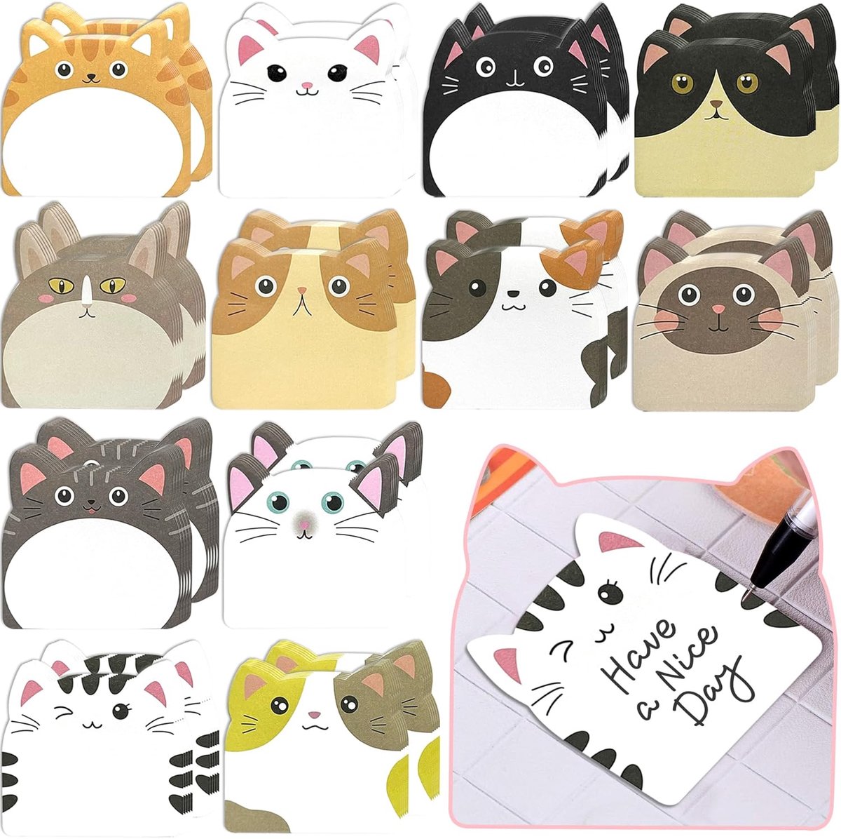 Zelfklevende notities, 720 vellen dieren sticky notes, mini-zelfklevende notities, kleurrijke zelfklevende notities, voor kantoor, school, cadeaus voor studenten, kinderen, cadeautje