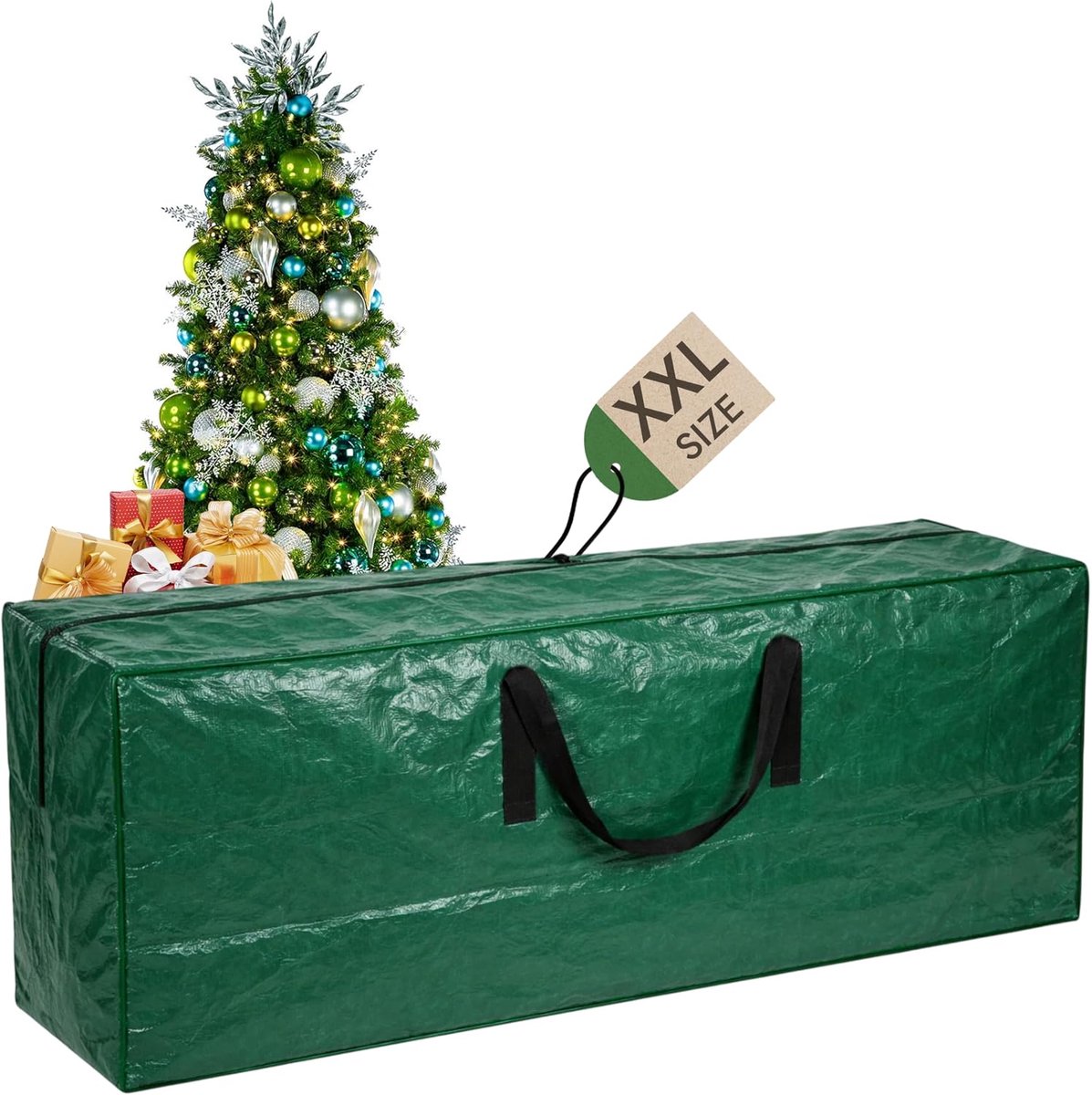 Kerstboom Opbergtas - Klein en Groot Kerstmis Hoes Maken voor 6ft en 7ft kunstbomen - Waterdichte extra sterke en zware doos met ritsen (Green)