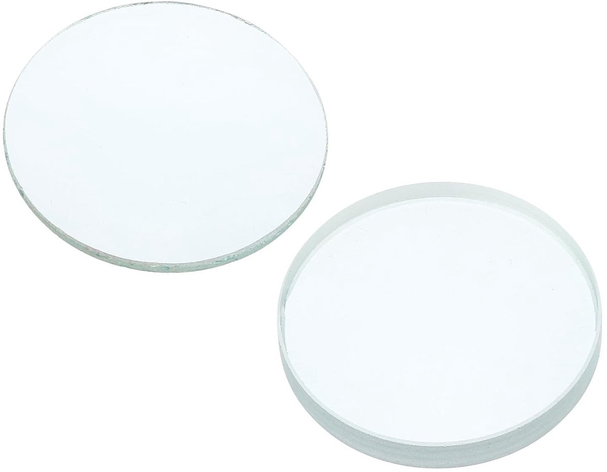 10cm Brandpuntsafstand 40mm Dubbele Convexe en 10cm Brandpuntsafstand 40mm Dubbele Concave Lens 1 Set, 2 Pack Glas Optisch Gepolijst Ronde Randen Lens voor Natuurkunde Experiment Klaslokaal,