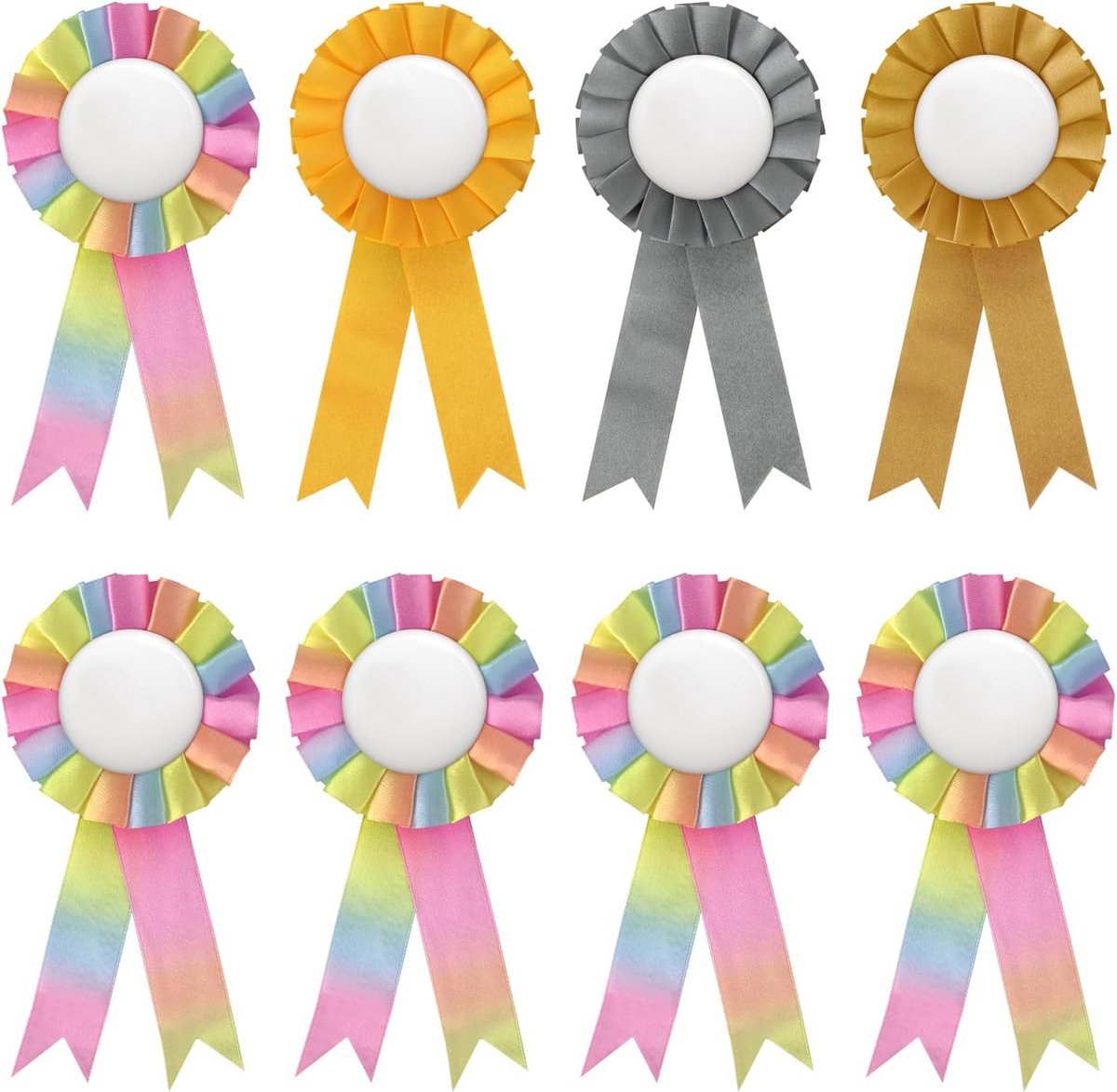Strikken rozetten, winningsstrikken voor winnaars 7,5 x 15 cm | Hobby Horse prijsstrikken, blanco midden om te personaliseren, pin achterkant, onderscheidingsbanden van stof