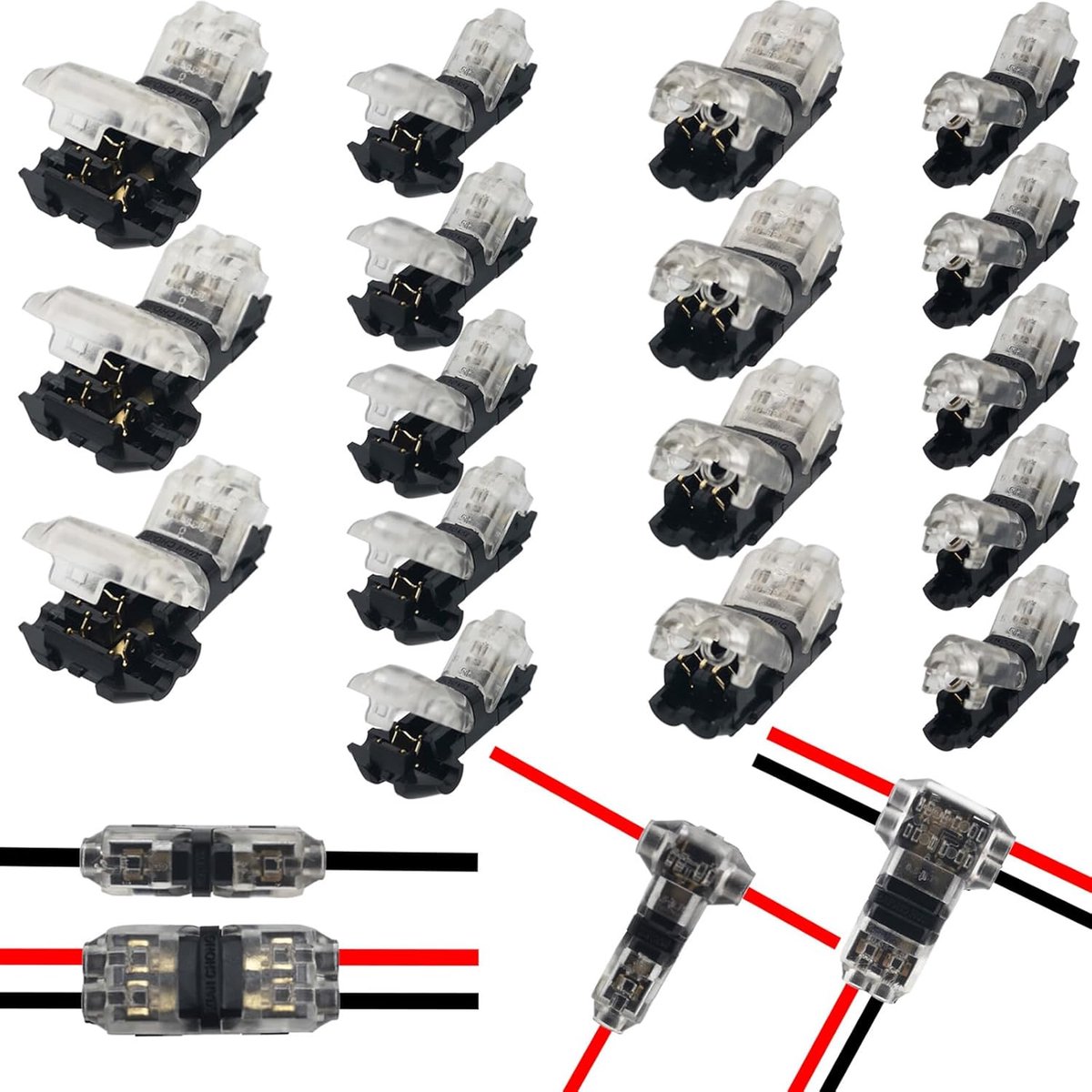 1-polige bedradingsconnector, kabelaftakstekker, eenvoudige en snelle bedradingsinrichting, aansluitbedrading, dunne draden [17 stuks]