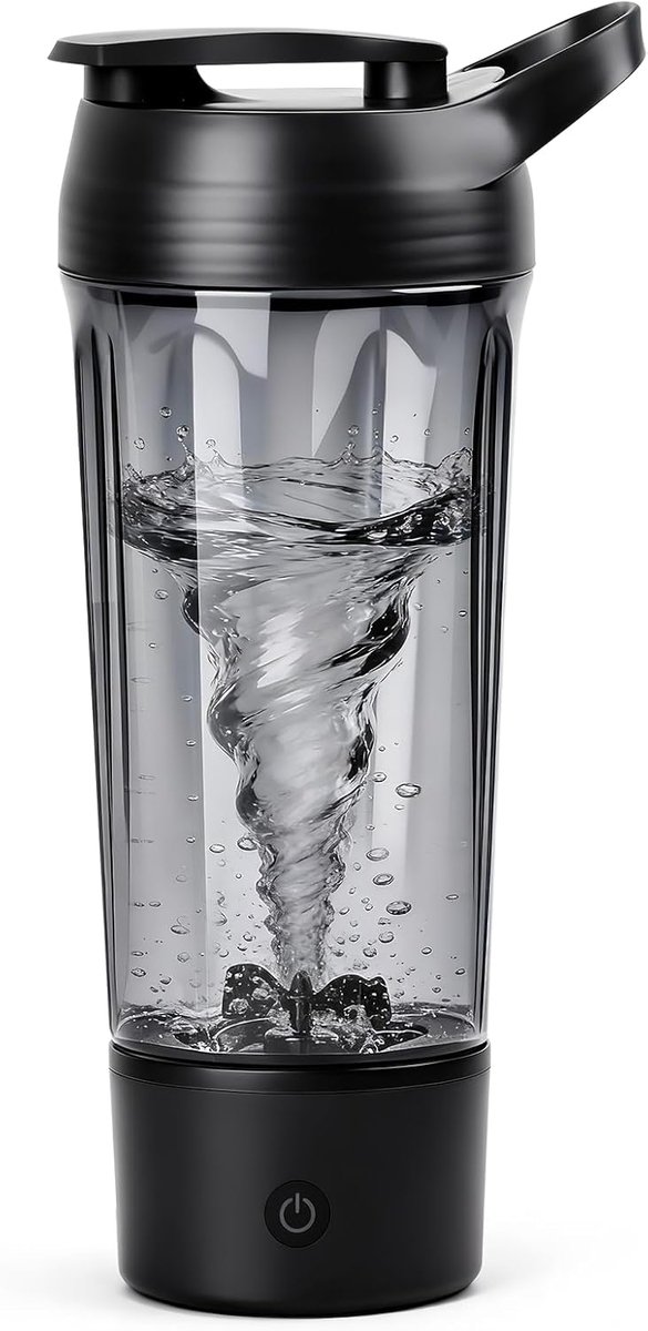 SnelShoppen - Elektrische Shaker 1000ml, USB Oplaadbare Protein Shaker, Draagbare Mixer met Afneembare Bodem, BPA Vrij, Lekvrij (Zwart)
