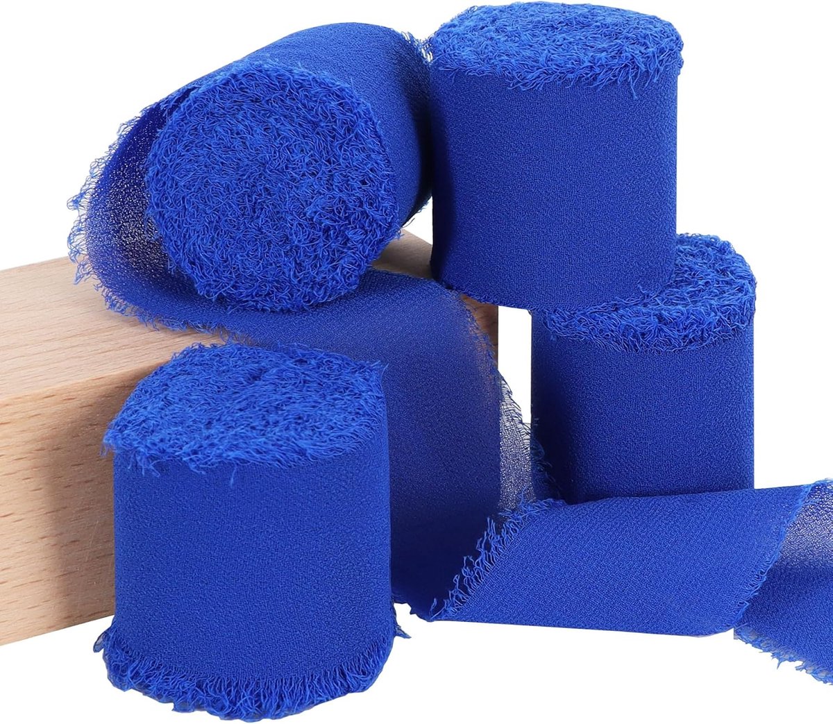 4 rollen chiffonlint koningsblauw, 3,8 cm x 5,5 m, zijden stoffen lint voor geschenkverpakkingen, bruiloftsfeestdecoraties, boeketten, geschenkverpakkingen, strikken DIY