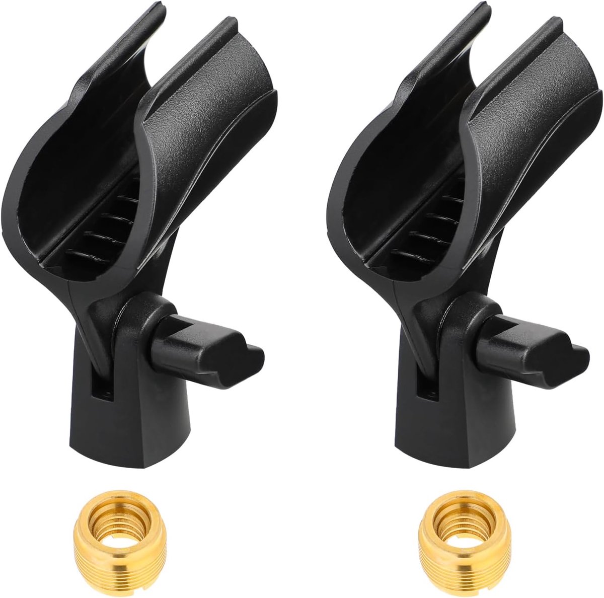 2 Stuks Microfoon Clip Houder voor Standaard - Verstelbare en Universele Klem voor Bedrade en Draadloze Microfoons - Met 5/8" tot 3/8" Adapter