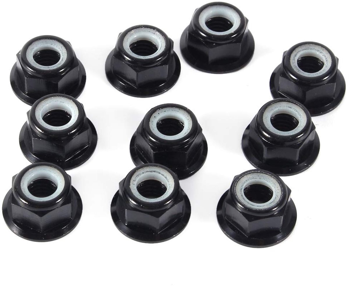 Borgmoer, 10 Stuks Geanodiseerd M5 Zwart Zeskant Nylon Inzetstuk Zelfborgende Moeren Assortimentsset van Aluminiumlegering