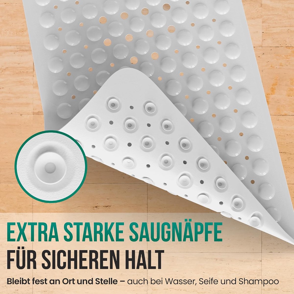 Badmat Antislip 100x40CM - Wit - Met zuignappen - Extra grip en comfort voor in de douche - SnelShoppen