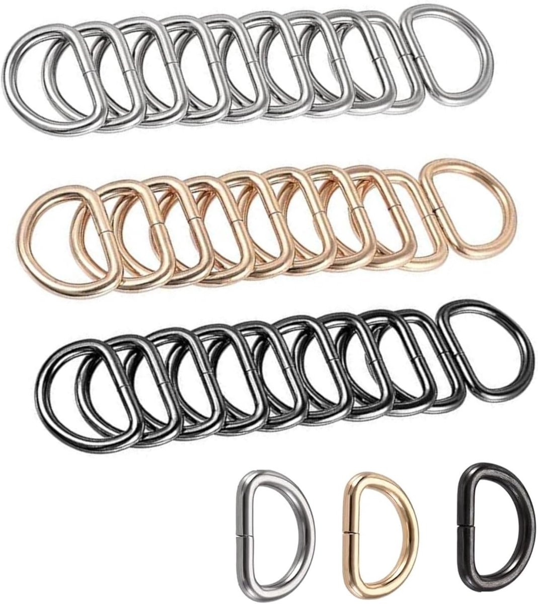 30 Stuks Metalen D-Ringen voor Handtassen, Rugzakken, Sleutelhangers en Huisdierhalsbanden - Ideaal voor DIY Projecten en Accessoires