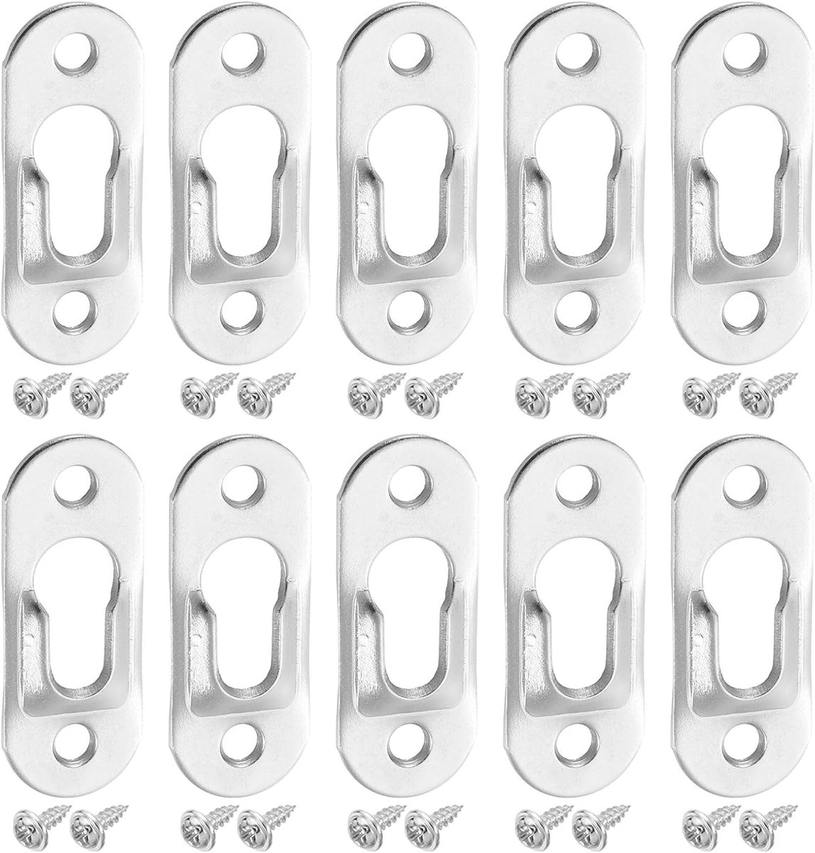 40 stuks sleutelgaten-fotolijsthangers, 42 x 16 mm, zwaar metalen sleutelgat, ophangbeugels met schroeven, voor foto's en fotolijsten, zilver