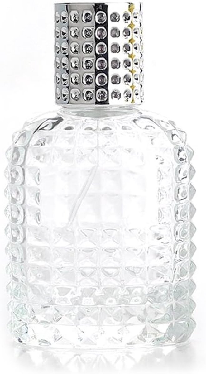 Geur Keulen Verstuiver Lege Hervulbare Glazen Fles Fijne Mist Zilver Spuit 50ml (Zilver)