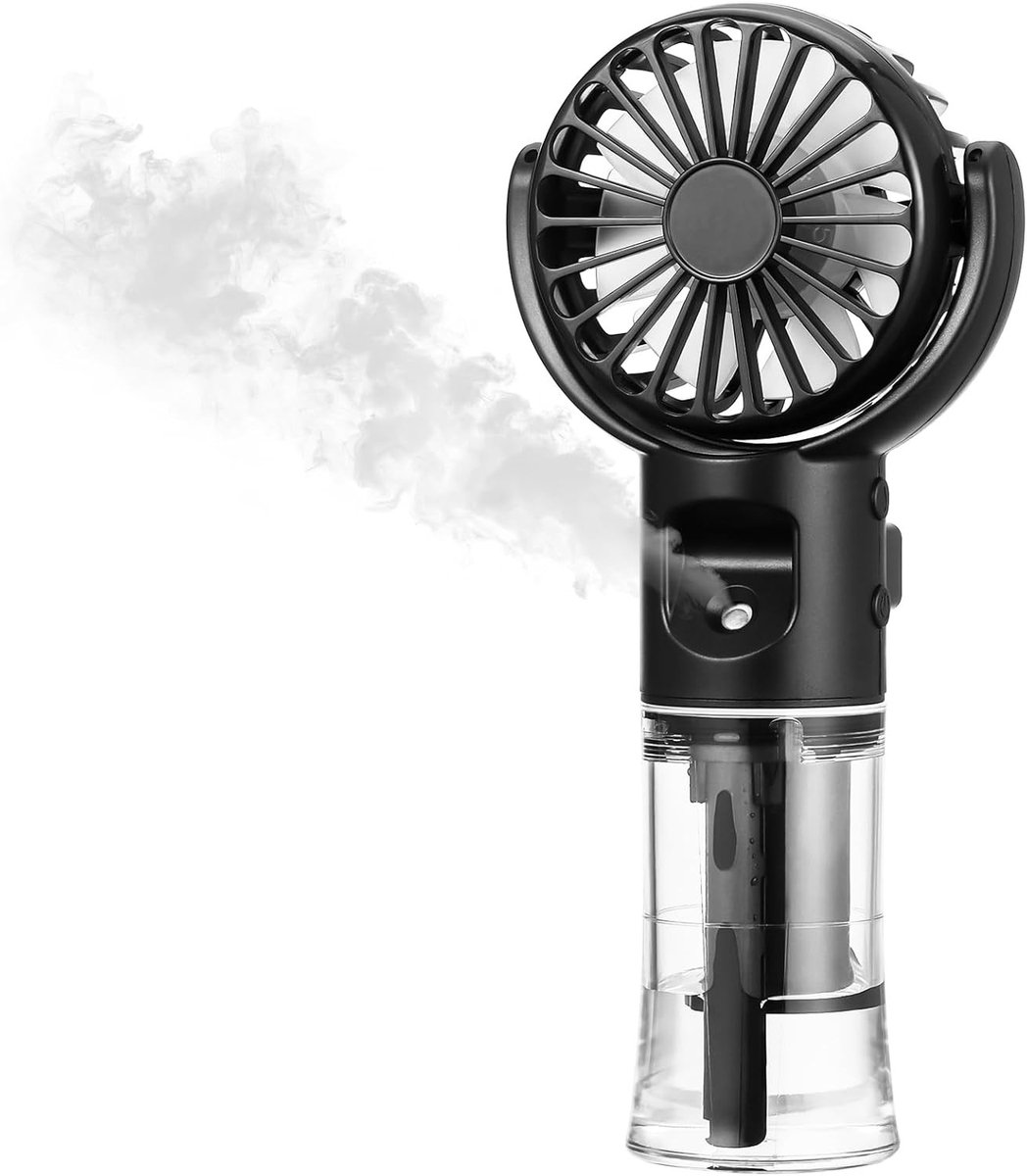 Mini handventilator - Watermist & koeling - 4 snelheden - 15 uur batterij - Reisventilator met nekband