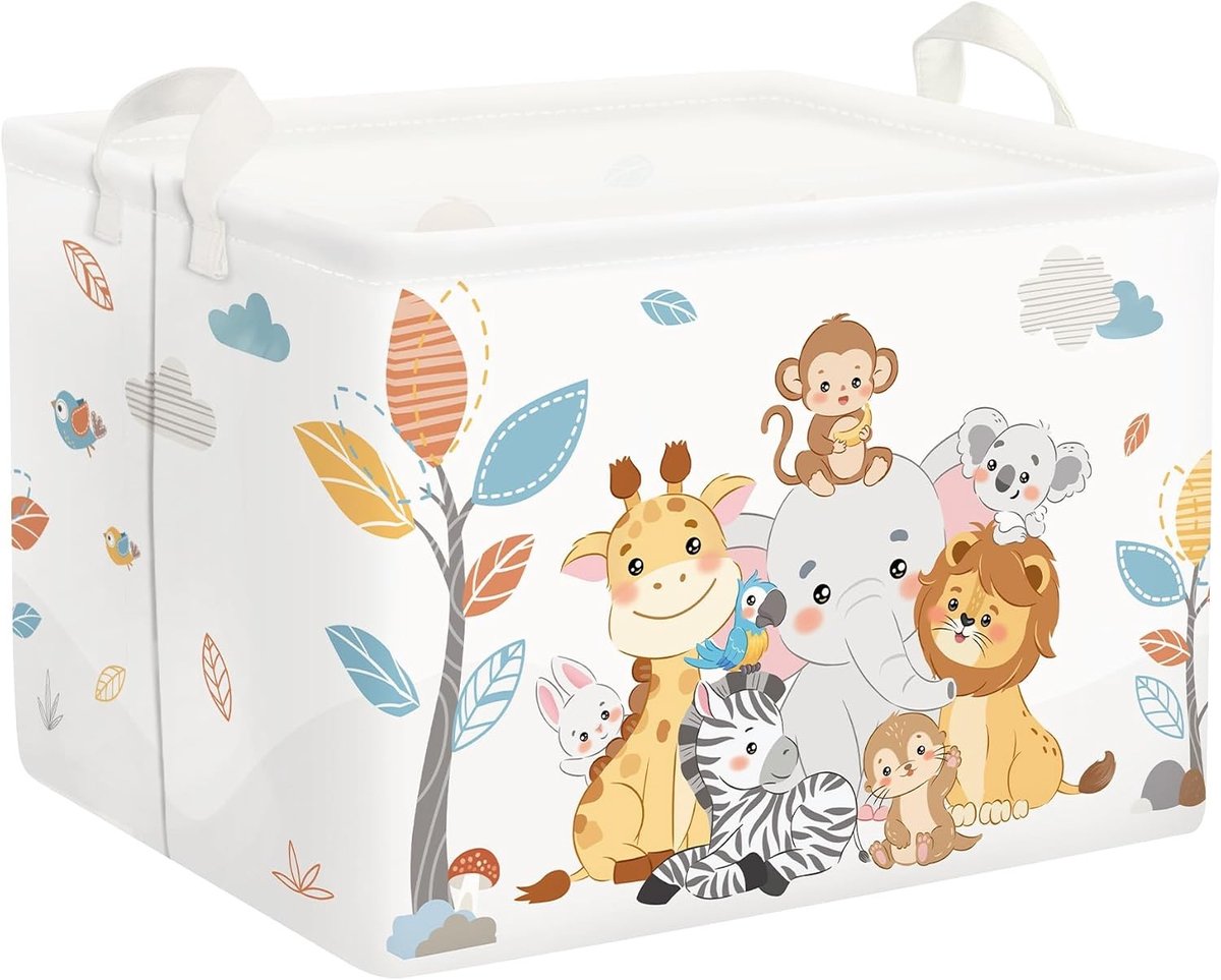 Vouwbare Waterdichte Baby Wasmand voor Kinderen, Opbergmand voor Speelgoed en Kleding, Olifant en Giraf, 40 x 30 x 30 cm