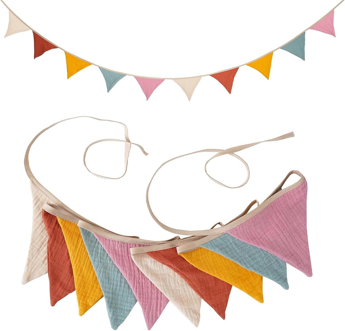 Vlaggenlijn voor kinderkamer 2,7 m - stoffen vlaggen - vrolijke decoratie - sfeervolle versiering - SnelShoppen