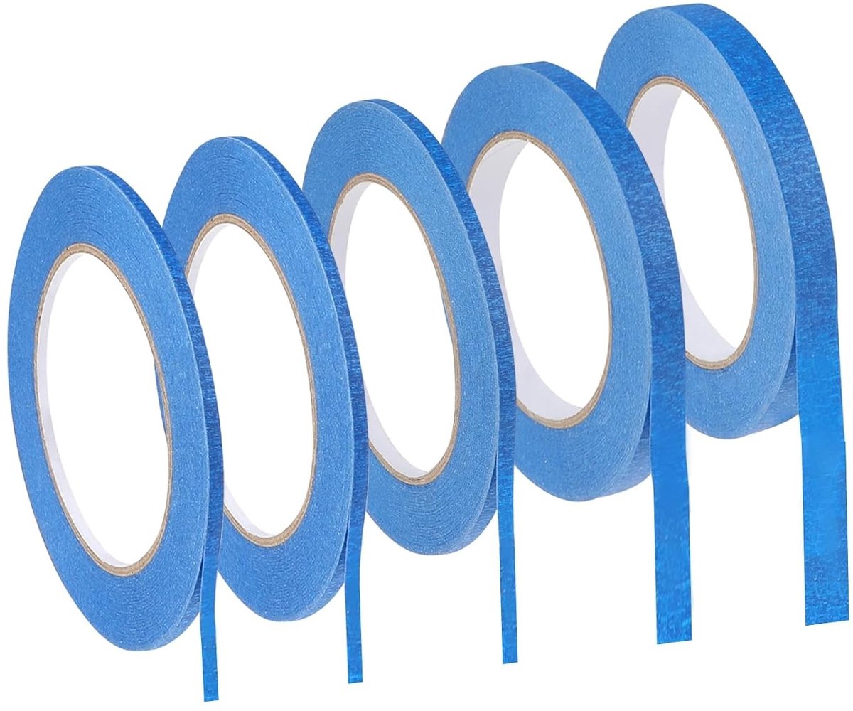 SnelShoppen - Set van 5 Rollen Blauw Plakband - 3/5/10/12mm x 50m - Diverse Breedtes - Ideaal voor Auto, School, Kantoor, DIY Projecten