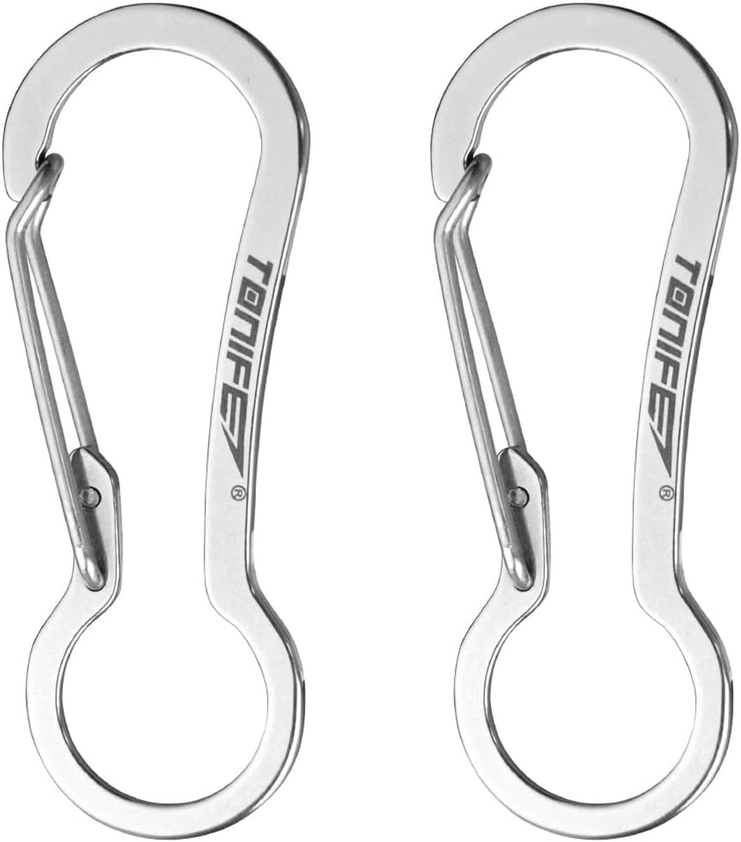 Carabiner haak 2 stuks - roestvrij staal - lichtgewicht en stevig - ideaal voor sleutelhangers - SnelShoppen