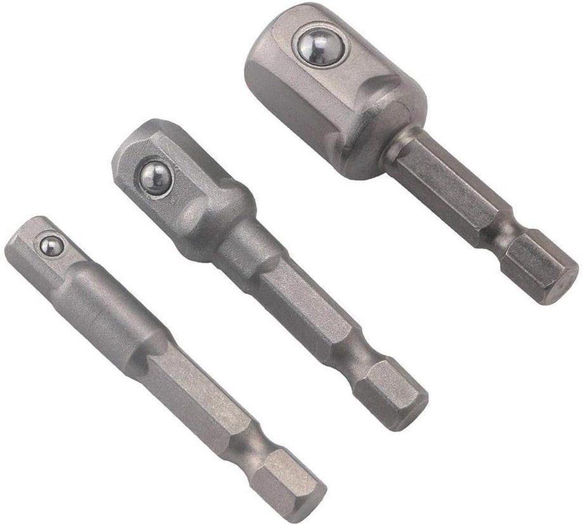 Hulsadapters Set - Slagmoersleutel Adapters - Gereedschap Omzetten - Chroom-Vanadium Staal - 3 Stuks - Zilver