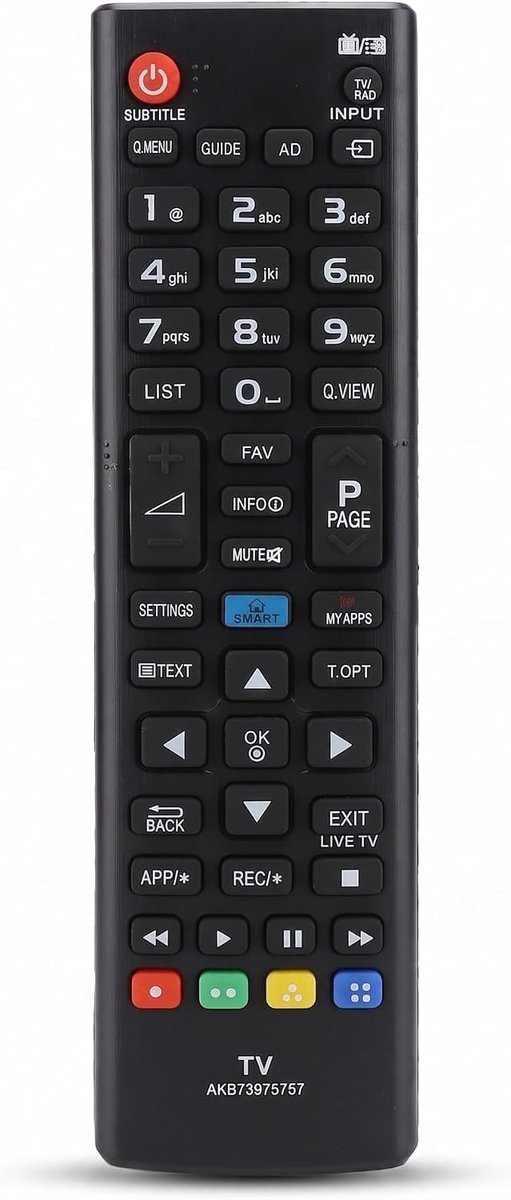 SnelShoppen - Vervangende Afstandsbediening voor LG TV 22LB4900 28LB4900 32LB580V 39LB580V 42LB580V 55LB580V - Tot 8 Meter Bereik - Eenvoudig en Stijl
