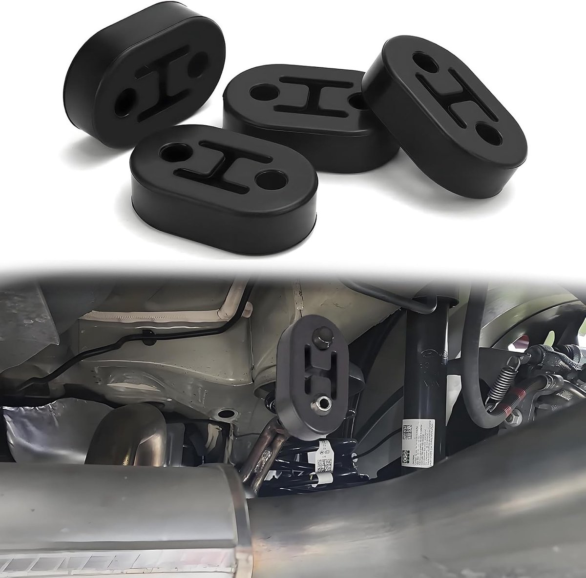 4 Stuks Universele Rubber Uitlaatsteunen met 2 Gaten, 12 mm Silencer Houder voor Auto's, Duurzaam en Betrouwbaar