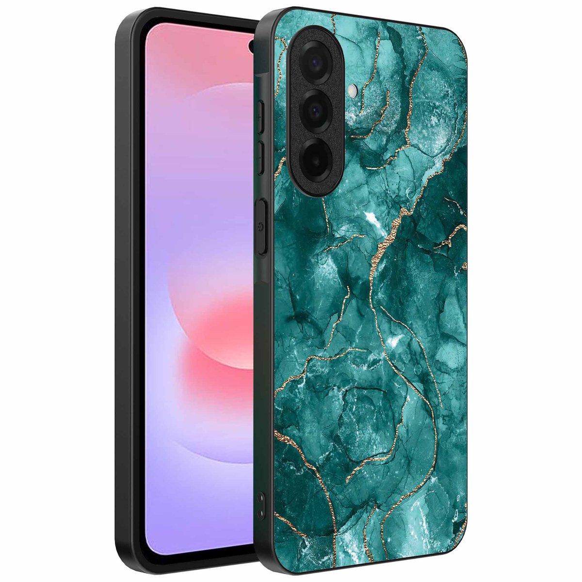 Geschikt voor Samsung Galaxy A37 Telefoonhoesje met marmer opdruk - TPU backcover case marble design - Groen Goud - Smartphonica geschikt voor Samsung Galaxy A37
