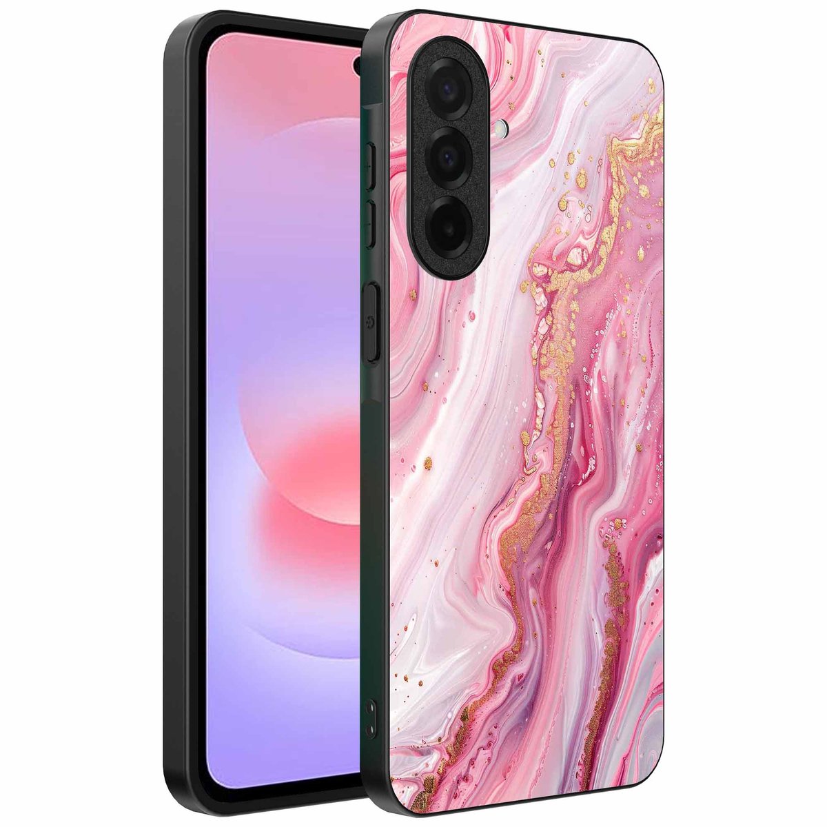 Geschikt voor Samsung Galaxy A37 Telefoonhoesje met marmer opdruk - TPU backcover case marble design - Roze - Smartphonica geschikt voor Samsung Galaxy A37
