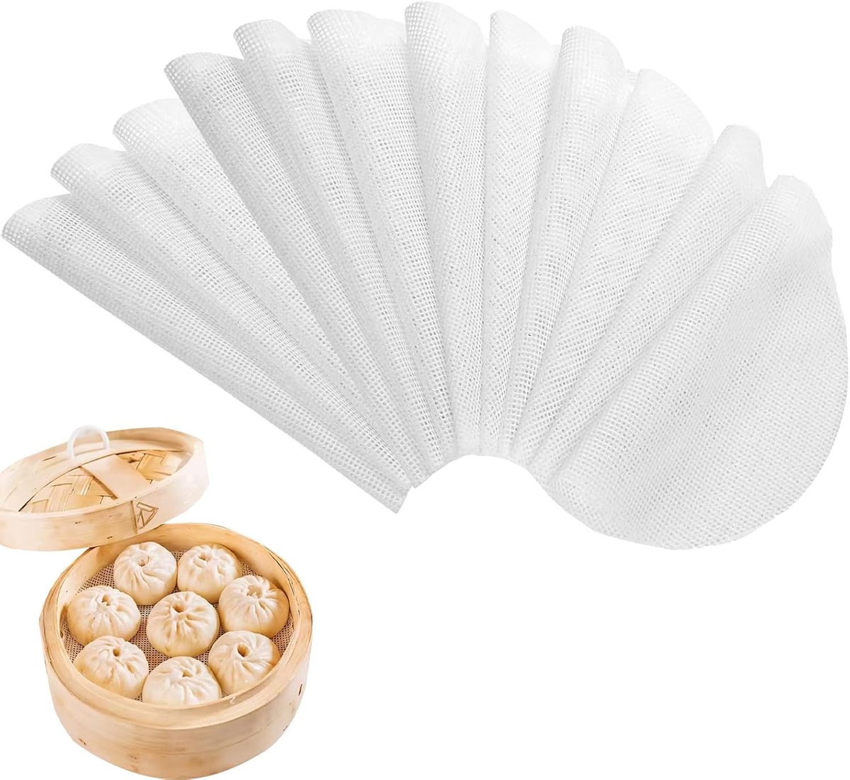 SnelShoppen - Silicone Stoommat Bakmat - 12 Stuks Antikleef Mat, 28cm, Duurzaam, Voedselveilig, Rechthoekig voor Stomen en Bakken in de Keuken