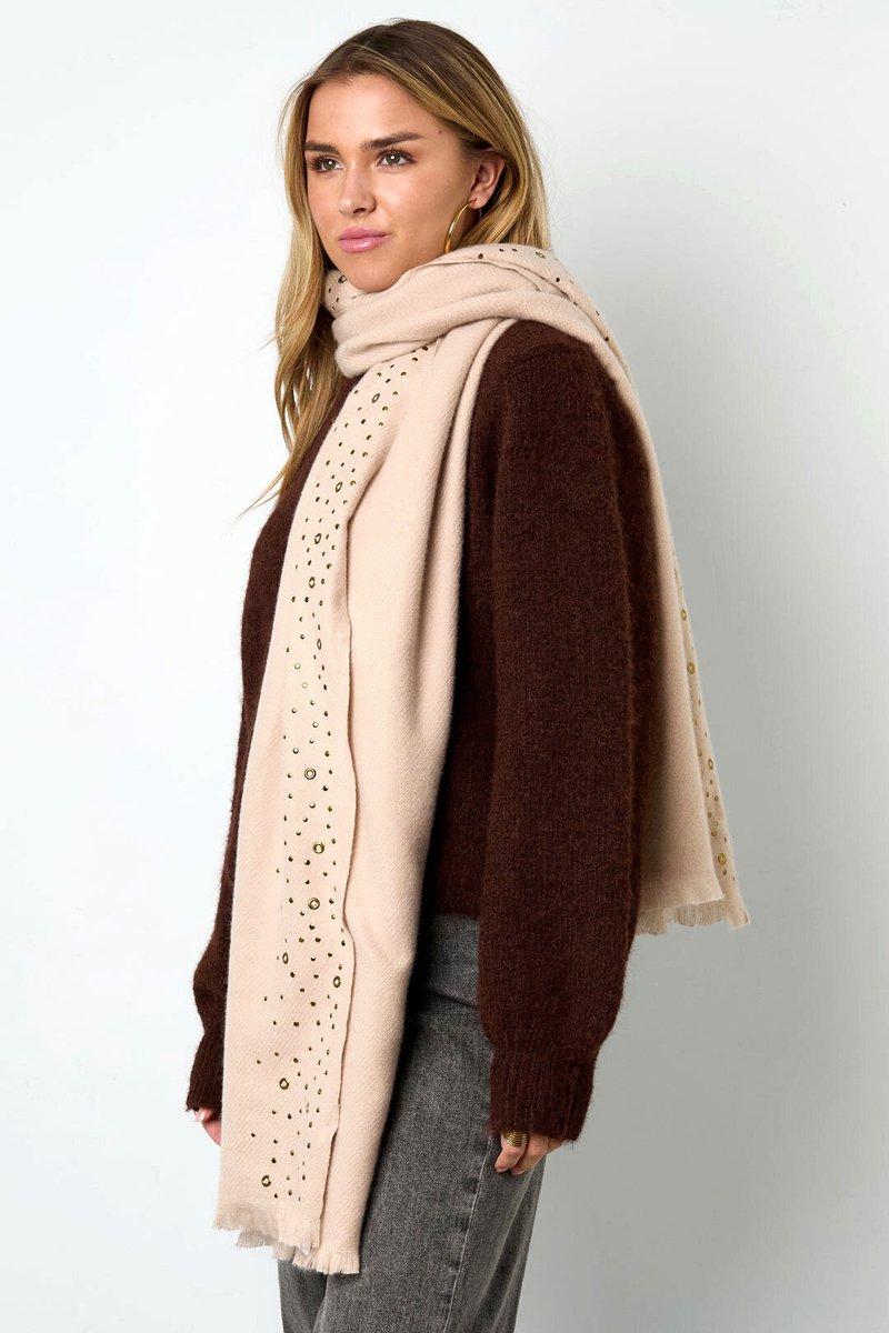 Wintersjaal met studs en ringetjes - Abrikoos - cadeau tip