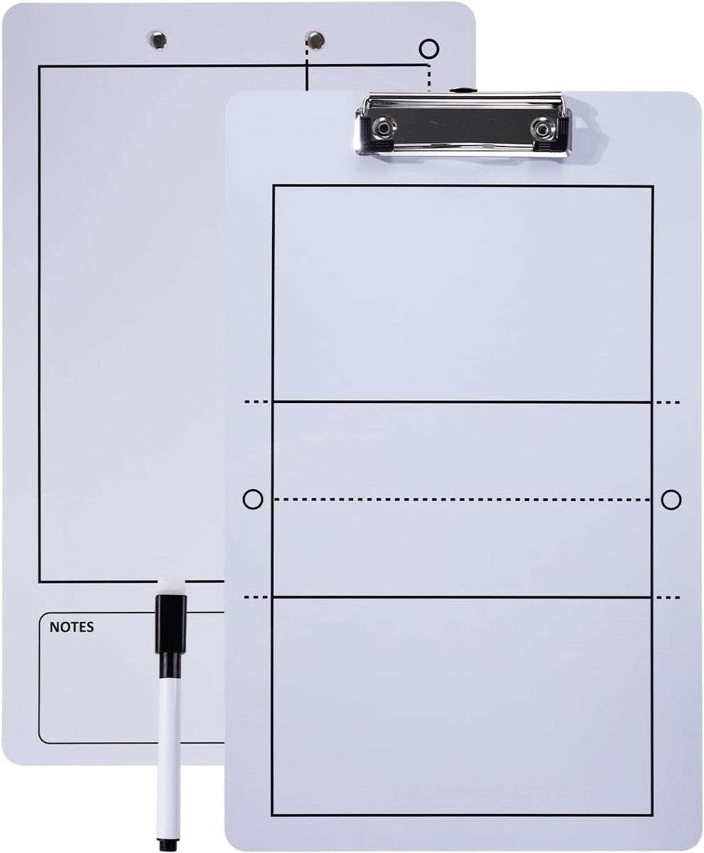 Joyeee Volleyball Dry Erase Board for Coaches, 34.7 x 22cm Double Sided Sport Coaching Whiteboard Clipboard - ShopVlot