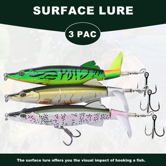 SnelShoppen - Whopper Plopper 13 cm / 16 g Oppervlakte Aas met Propellerstaart voor Baars, Meerval en Snoek, Geschikt voor Zoet- en Zoutwater — afbeelding 4
