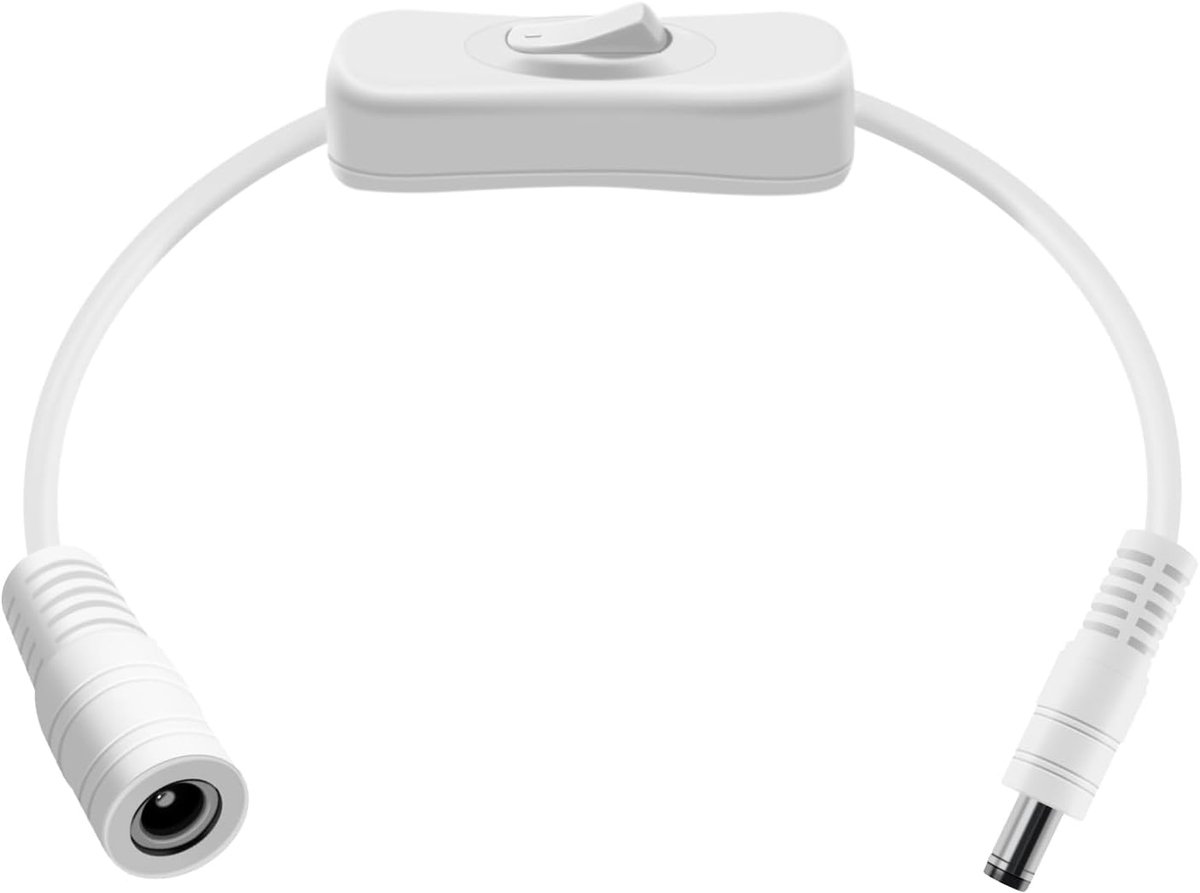 DC 5.5 x 2.1 mm kabel met schakelaar - 0.3 m - 12V-24V - handig voor LED verlichting - ShopVlot