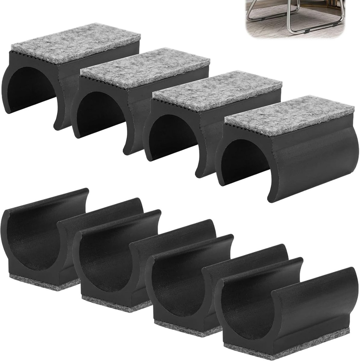 8 Pcs Rocking Chair Felt Caps 25mm U-Shaped Felt Caps for Cantilever Chair Glides Cantilever with Felt Non-Slip Noise - ShopVlot