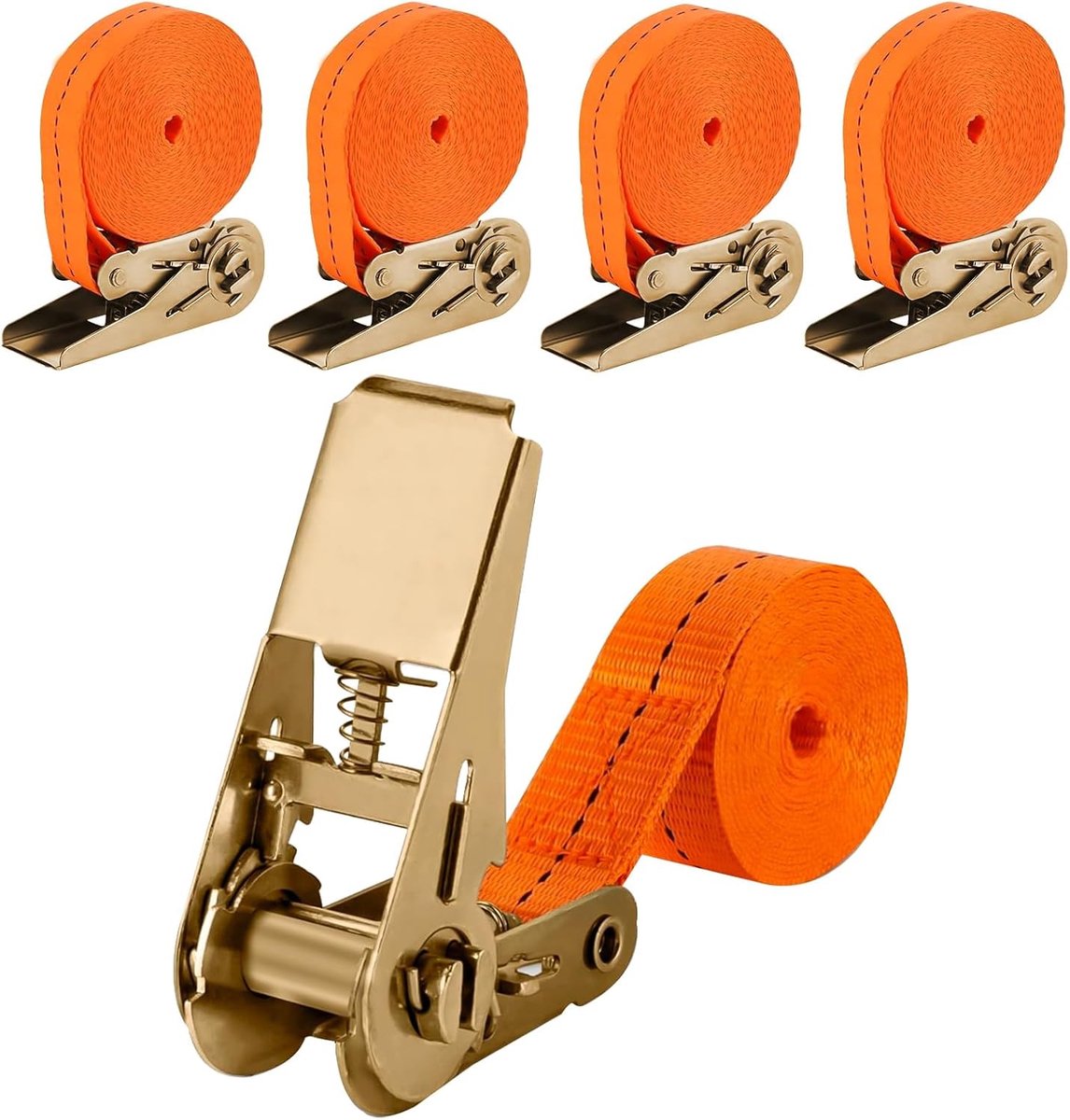 Lashing straps 4 stuks 6 m x 2,5 cm - met ratel - hoge sterkte - ideaal voor vrachtvervoer - ShopVlot
