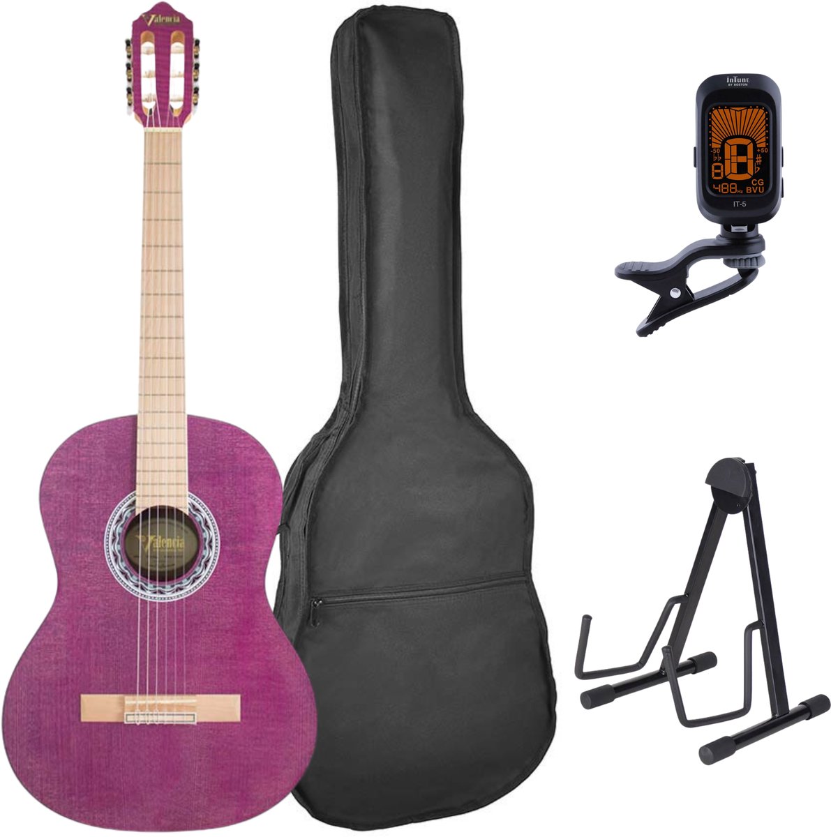 Valencia VC354HPP Hybrid Neck Klassieke Gitaar 4/4 Paars Satin