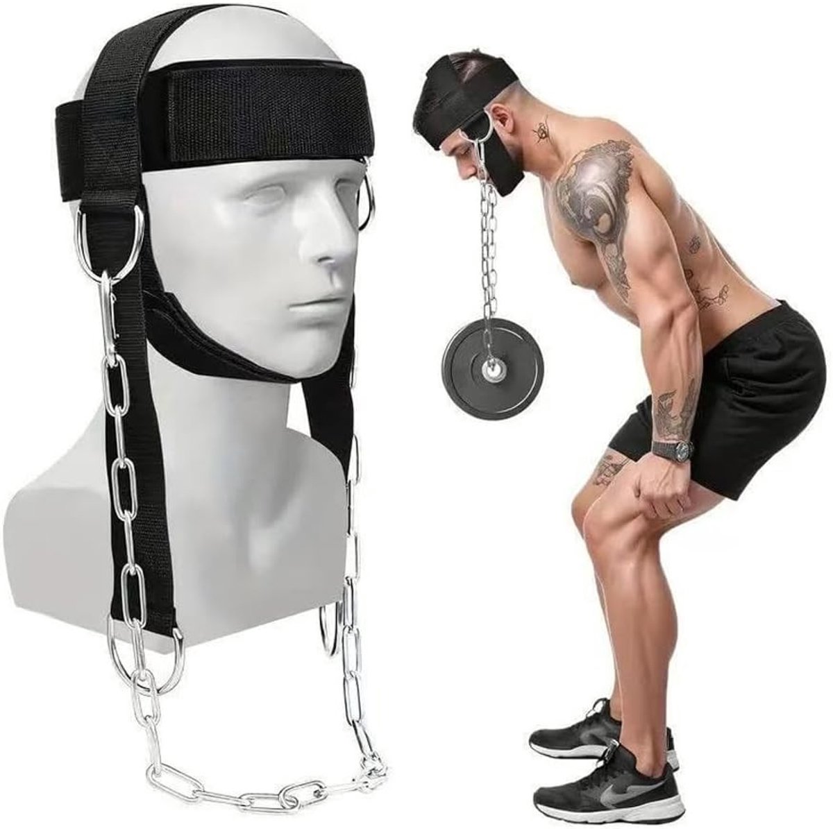 Verstelbare Nektrainer met D-Haak voor Spierversterking en Gewichtheffen, Ideaal voor Fitness en Krachttraining