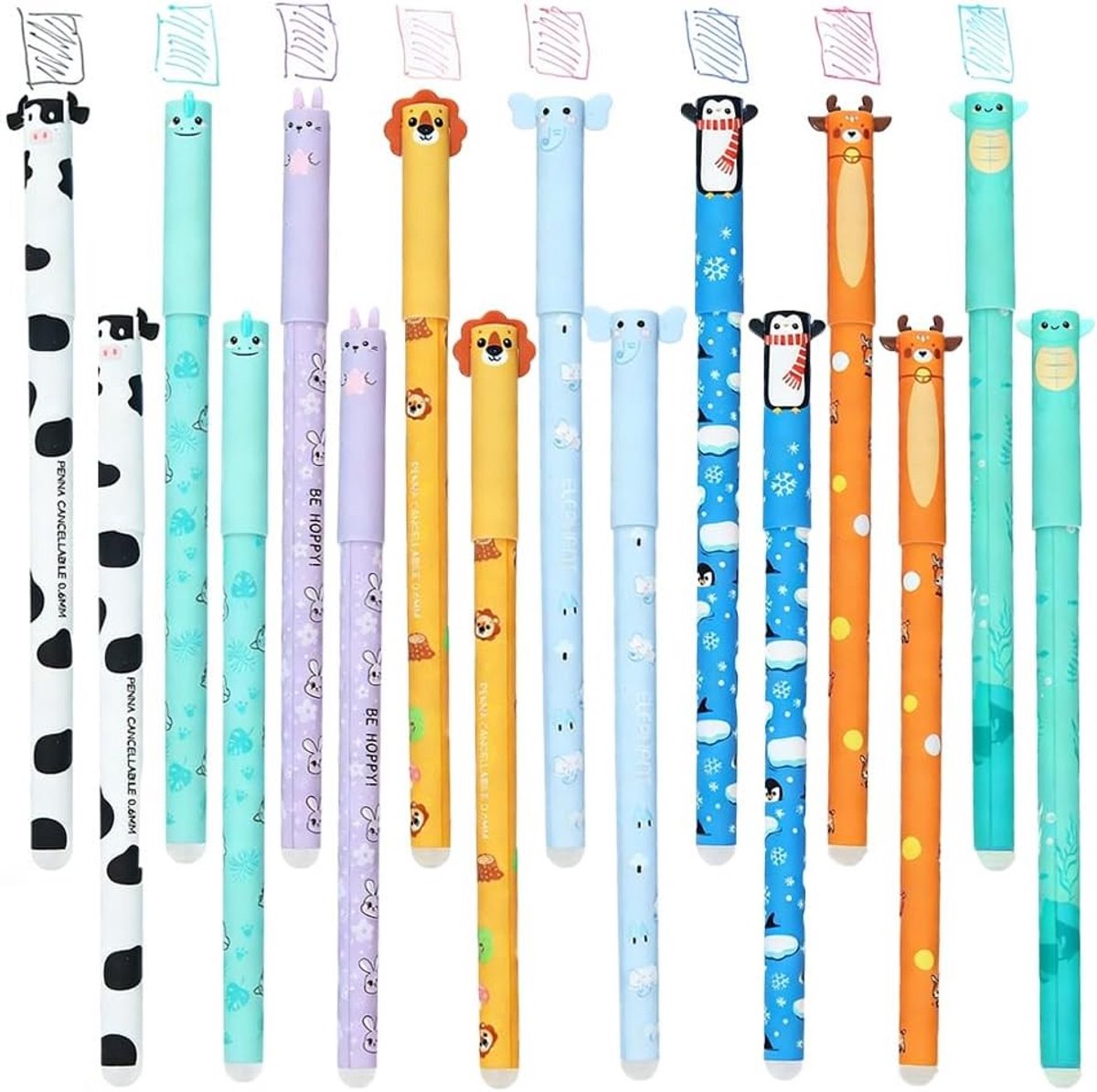 Gommen Ballpoint Pennen - Uitwisbare Gelpennen - Fouten Corrigeren - Durable Friction Eraser - 16 Stuks - Multicolour