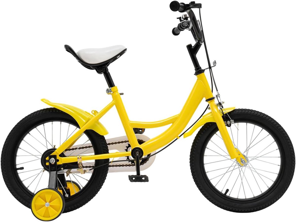 Kinderfiets Loopfiets Veilig Leren Fietsen Dubbele Rem 16 Inch Geel