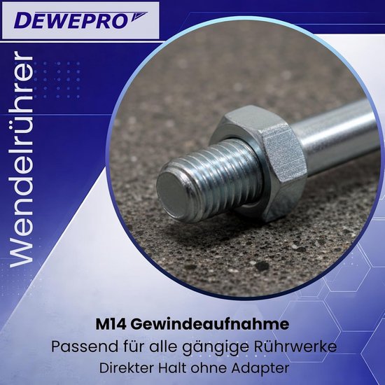 Wentelmixer Dubbele Spiraal - Mortelmixer Roerstaaf - Materiaal Mengen - Verzinkt Staal - Ø140x600mm - Zilver van Wentelmixer — afbeelding 4