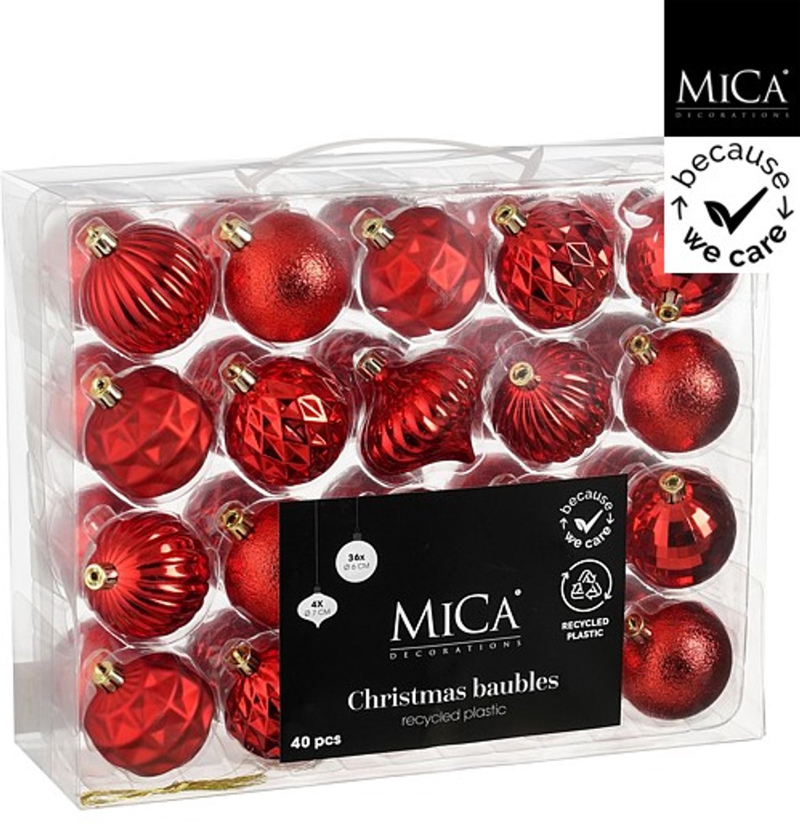Bauble unbreakable red 40 pieces - d6cm
