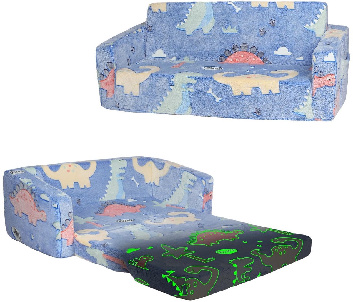 Omgoods - Vouwbare 2-in-1 Sofa voor Kinderen met Dinosaurus Ontwerp