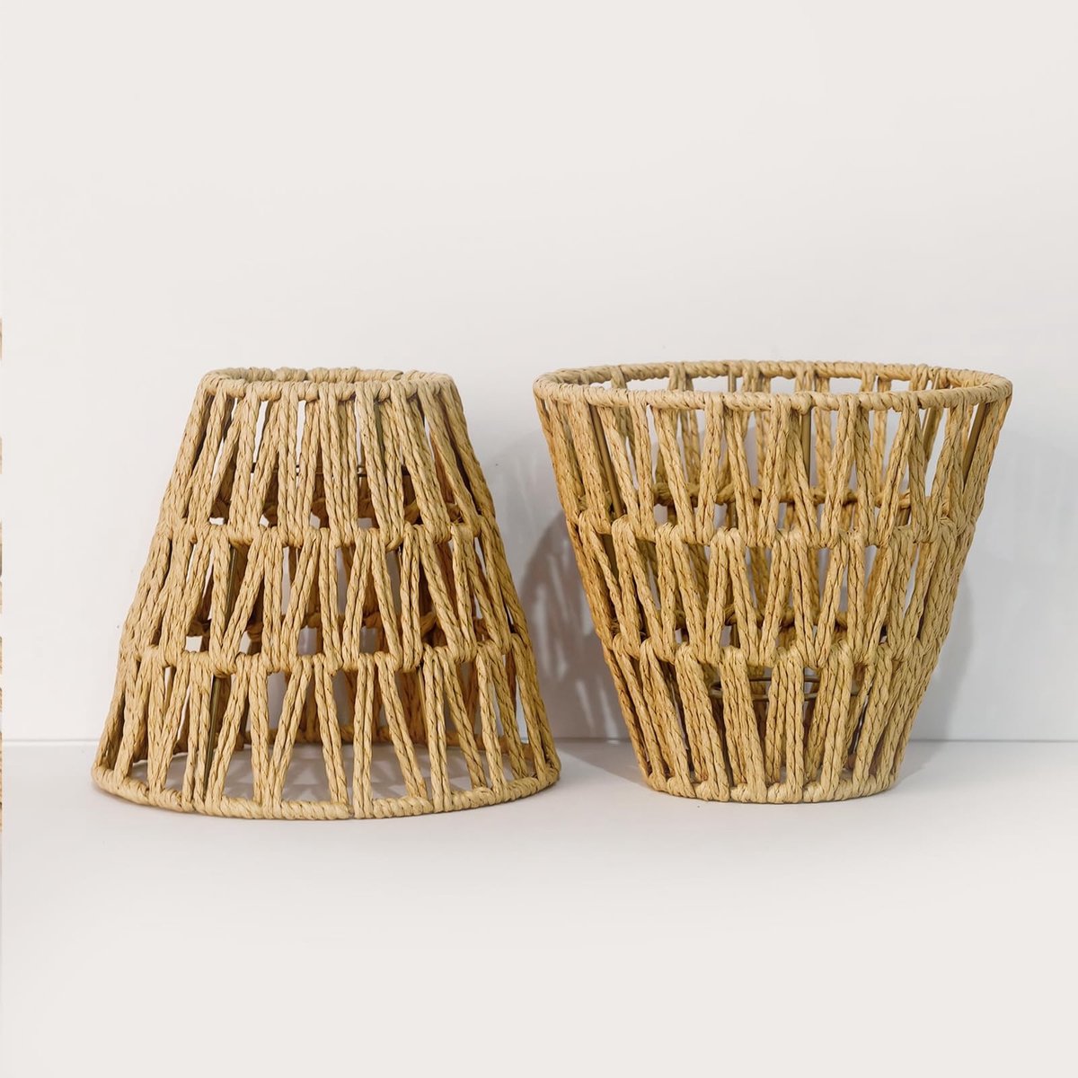Omgoods - 2 Pack Rieten Lampenkappen in Boho Stijl