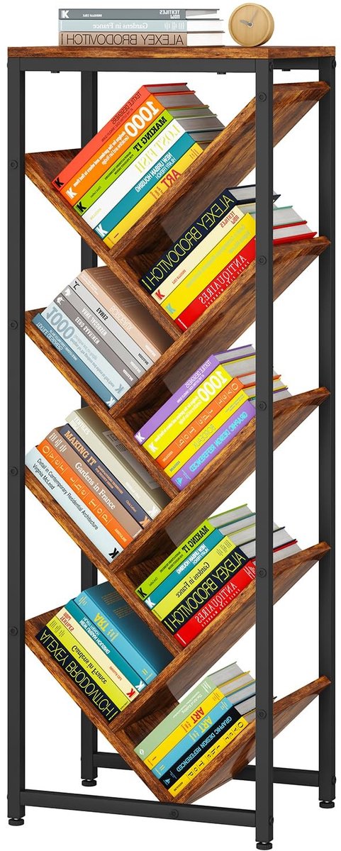 Omgoods - Vloerstaande Houten Boekenplank met 9 Niveaus