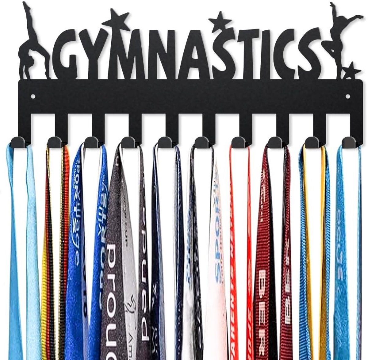 Omgoods- Sleutelhaak met 10 haken - Wandmontage - Metalen Sleutelhouder - Sportturner Design - 16,5 x 40 cm - Origineel en artistiek